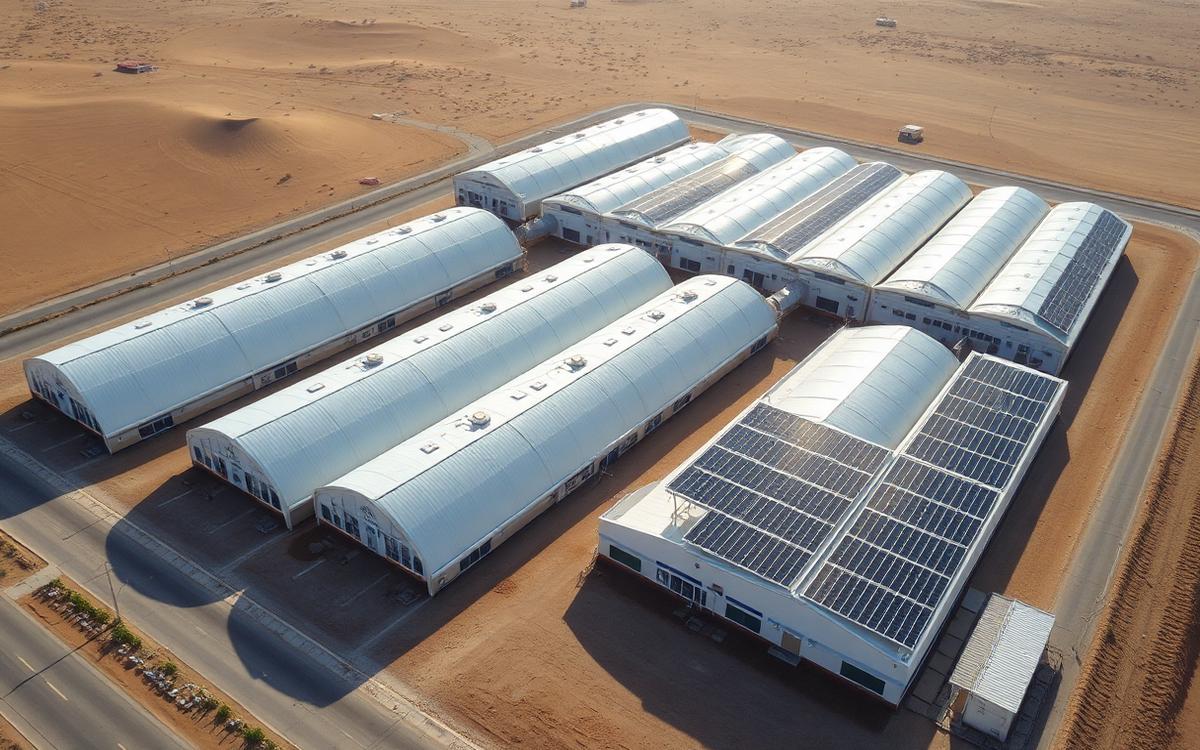 100,000-bird solar broiler poultry complex in Jordan with rooftop PV and solar carport array